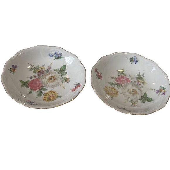 Mitterteich Bavaria Meissen Floral Germany 5” Fruit/Dessert Bowls (2) Vintage - Picture 1 of 7